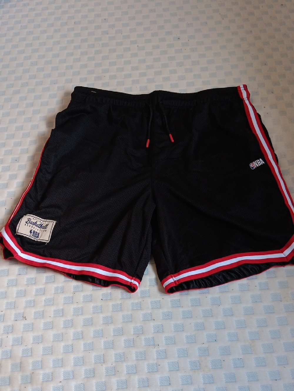NBA Black Basketball Shorts with Red and White Trim